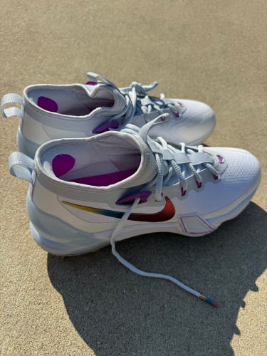White Men's Size M 11.0 (W 12.0) Adult Nike Force Zoom Trout 9 Elite Low Top Metal (New)
