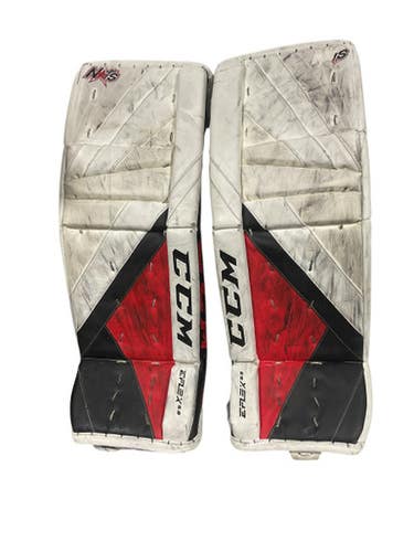 Used Ccm Eflex 5.9 Goalie Leg Pads Junior White 32" 11847-s000026789