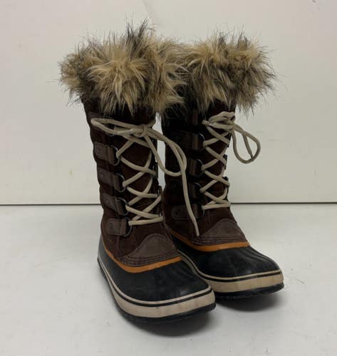 Sorel Joan of Arctic Waterproof Brown Suede Leather Winter Boots US 7 EU 38