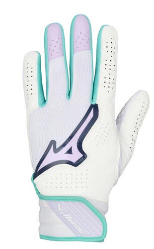 New Mizuno Finch Womens Md Lavender White Batting Gloves 11692-miz3304640066md