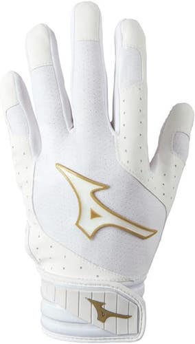 New Mizuno Finch Womens Lg White Gold Batting Gloves 11692-miz3304270074lg