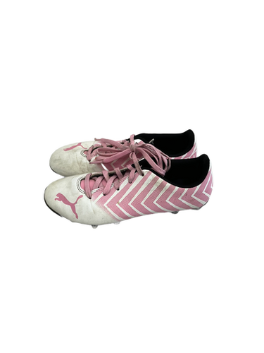 Used Puma Tacto Jr 3 Soccer Cleats White Pink 11692-s000136628