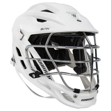 New Warrior Burn Large Lacrosse Helmet White W Chrome Facemask 11692-warbhcm22whl