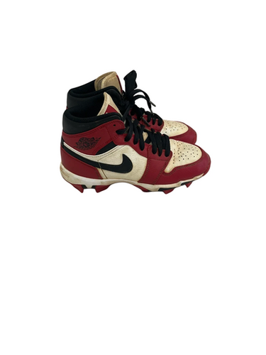 Used Jordan 1 Mid Jr 3.5 Red And White Baseball Cleats 11692-s000141119