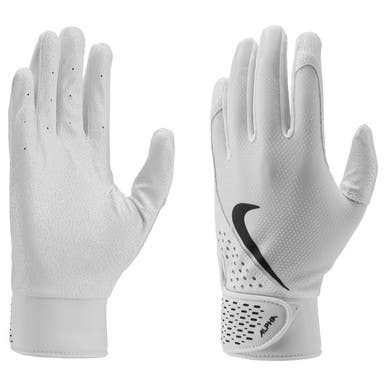 New Nike Alpha Youth Lg Wh Wh Wh Si Batting Gloves 11692-enin1004382125lg