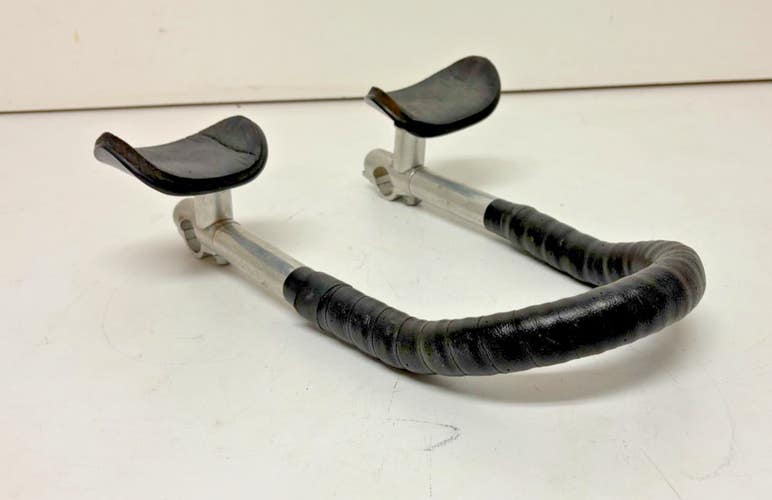 Vintage SCOTT Silver Aluminum 150mm x 300mm Clip-On Aerobar 26mm Clamp Diameter