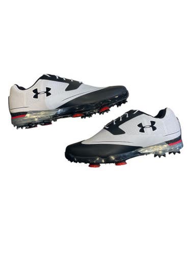 Used Under Armour Mens Golf Shoes White Black Red Senior 9 11873-s000232261