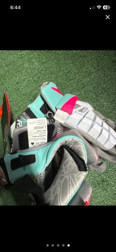 STX Surgeon RZR2-Pink and Teal colorway Lacrosse Gloves(New)