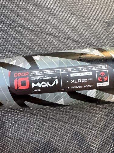 2024 Easton MAV1 Alloy USSSA Certified Bat (-10) 17 oz 27" (Used)