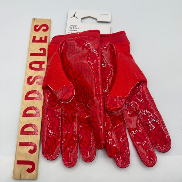 Nike Air Jordan Fly Lock Football Gloves Red White Men's XXXL 3XL