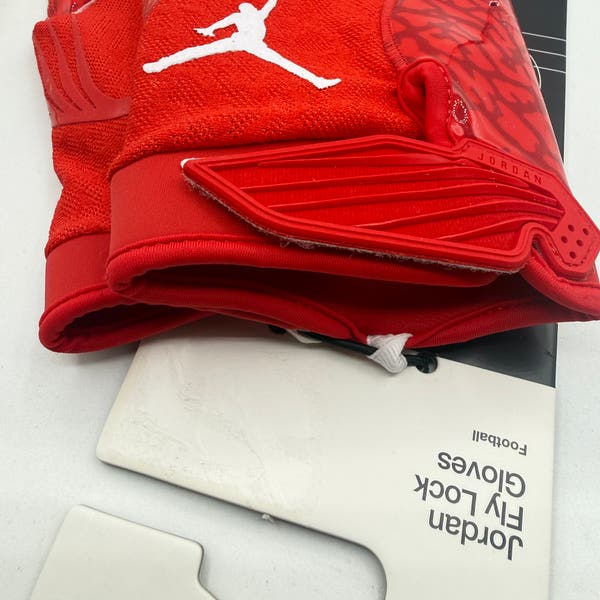 Nike Air Jordan Fly Lock Football Gloves Red White Men's XXXL 3XL
