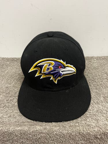 New Era Baltimore Ravens Size 7 3/8 Fitted NFL Hat Black Sportswear Embroidered