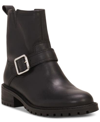 Lucky Brand Kenadie Boots Women's US 7.5 Black Leather Round Toe Bootie JOBB921
