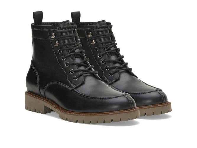 Vince Camuto Kameil Men's 8 Black Leather Waterproof Lace-Up Ankle Boots JOBB959