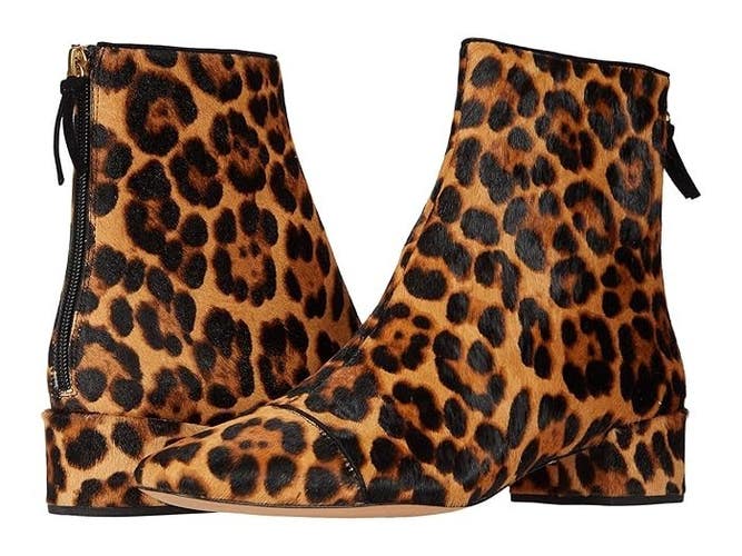 J.Crew Leona Boots Women's 6.5 Brown Leopard Zipper Square Toe Bootie JOBB1165
