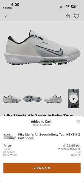 Nike Infinity Tour AIR ZOOM BOA 2 Golf Cleats Men's Sz 10.5
