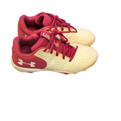 Used Under Armour 3026607-101 Baseball Softball Cleats White Sz5 11730-s000068016