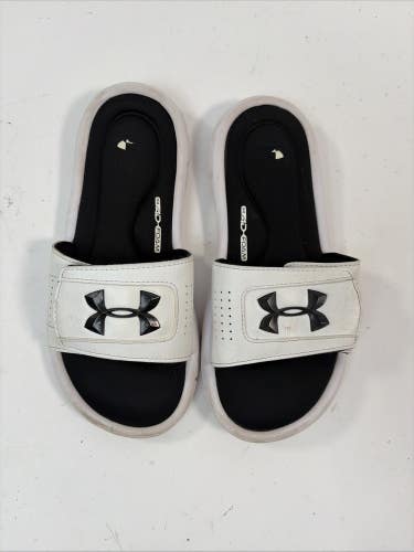Under Armour 4D Foam Youth Slides, White, 5Y