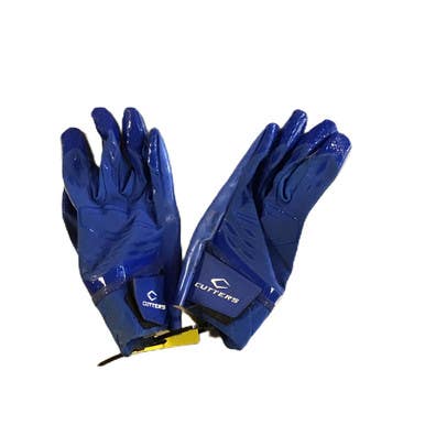 Used Cutters Rev Pro 5.0 Football Gloves Royal Blue Lg 11730-s000070239