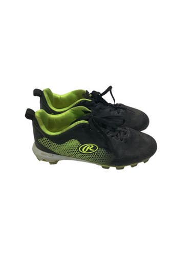 Used Rawlings Baseball Cleats Bb Sb Cleats Black And Neon Green Junior 04 11347-s000250618
