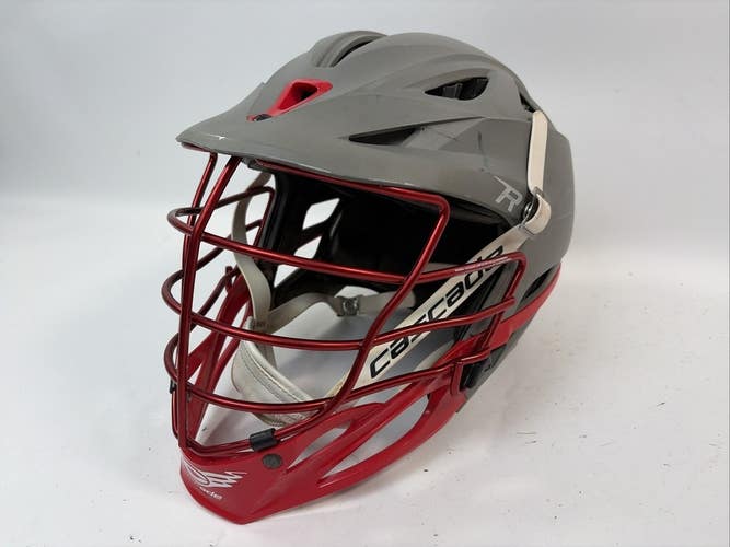 Cascade R Lacrosse Helmet, Grey Matte w/ Red Facemask