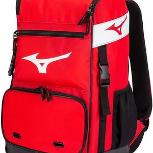 Mizuno Organizer 21 Backpack | Baseball Softball | 4 Bat Sleeves - Red/Black