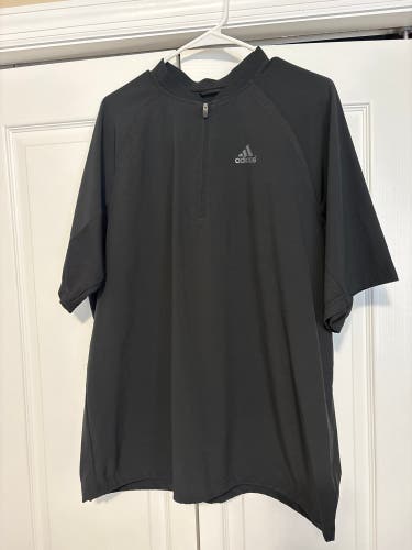 Black Men's Medium Adidas Baseball Short Sleeve Windbreaker (Used)