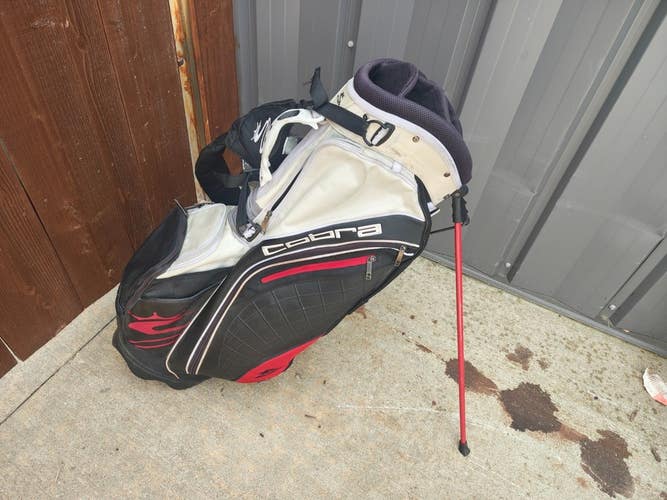 Cobra 7 Divider Dual Strap Golf Stand Bag Black/Red/White w Raincover