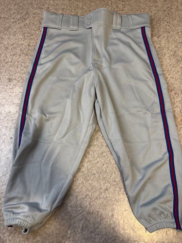 Gray w/ Red & Blue Piping Men's Medium Adult Rawlings Knicker Game Pants (New)