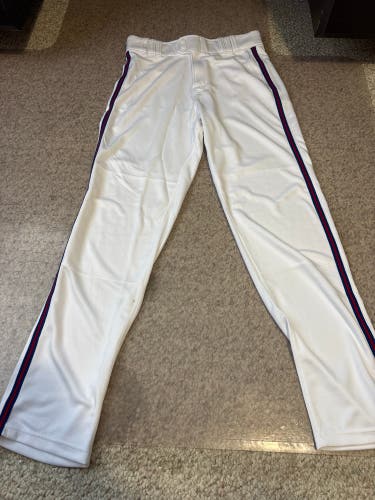 White w/ Red & Blue Piping Men's Medium Adult Rawlings Game Pants (New)