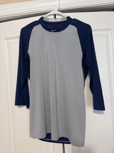 Navy Blue Small Men's Nike Compression 3/4 Shirt(Used)