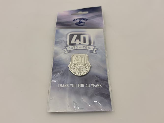 Brand New Vancouver Canucks 40th Anniversary Season 1970-2010 Commemorative Pin
