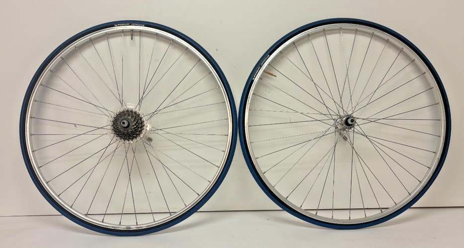 Vintage Araya 7-Speed Aluminum 700C Wheelset Shimano Exage RM50 Hubs Michelin