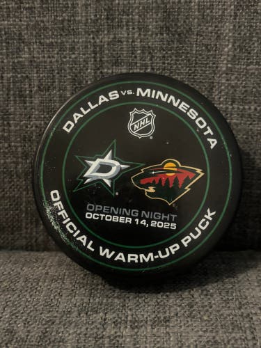 Dallas Stars vs Minnesota Wild Opening Night NHL Warm Up Hockey Puck 10/14/2025