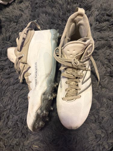 White Men's Size M 12.0 (W 13.0) Adult New Balance Freeze 4.0 High Top Molded Cleats (Used)
