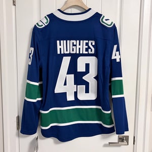 BNWT Authentic Fanatics Vancouver Canucks Quinn Hughes Blue Orca Jersey Size Small
