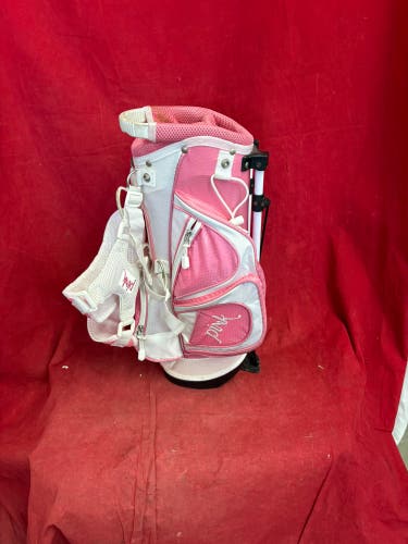 Jr golf bag. Merchants of Golf Tour X girls' junior golf bag featuring a pink and white color