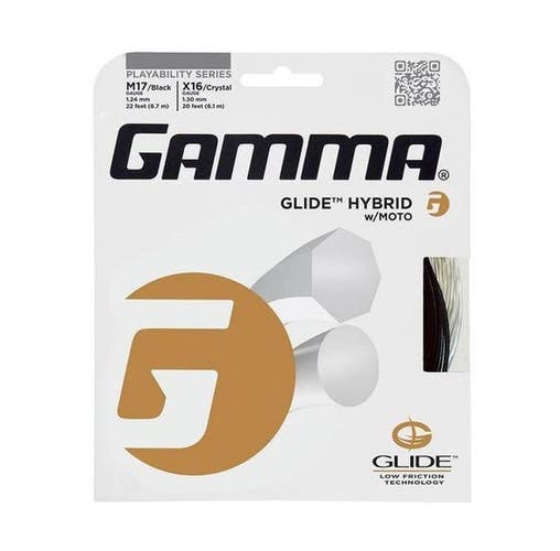 TWO (2X) SETS: GAMMA GLIDE HYBRID W/ MOTO HYBRID TENNIS STRINGS