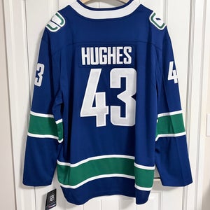 BNWT Authentic Fanatics Vancouver Canucks Quinn Hughes Blue Orca Jersey Size 3XL