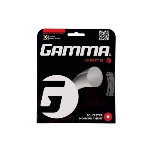 TWO (2X) SETS: GAMMA "iO SOFT 16" (128) CHARCOAL CO-POLYESTER TENNIS STRINGS