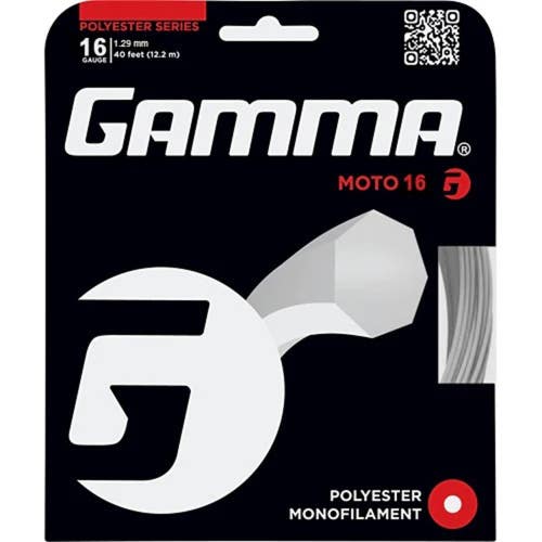 TWO (2X) SETS: GAMMA "MOTO 16" (129) BLACK CO-POLYESTER TENNIS STRINGS
