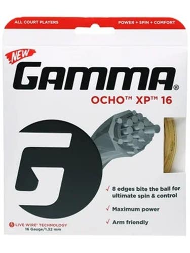 TWO (2X) SETS: GAMMA "OCHO XP 16" NATURAL MULTIFILAMENT TENNIS STRINGS