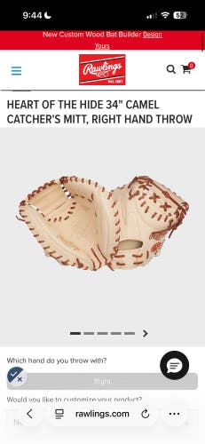 Rawlings Heart of the hide RH Catcher's Glove 34" (New)