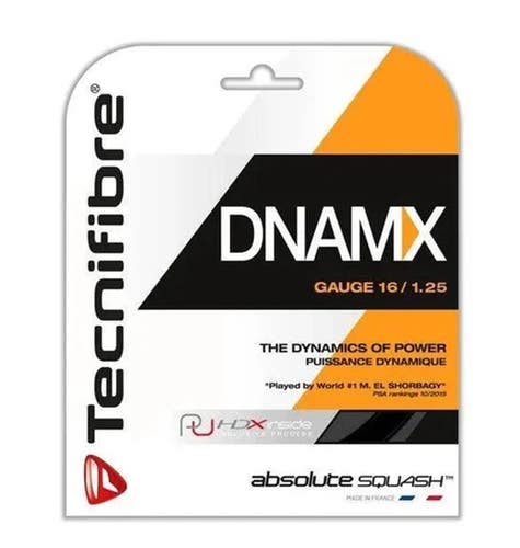 THREE (3X) SETS: TECNIFIBRE "DNAMX 16/125" BLACK SQUASH STRINGS