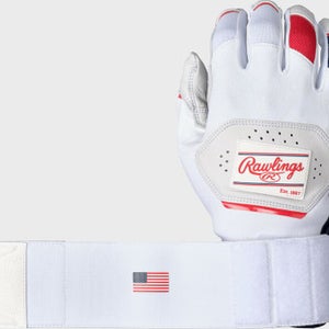 New Rawlings Workhorse Compression Strap Bb Sb Batting Gloves White Red Navy Md 11860-rawr00704212