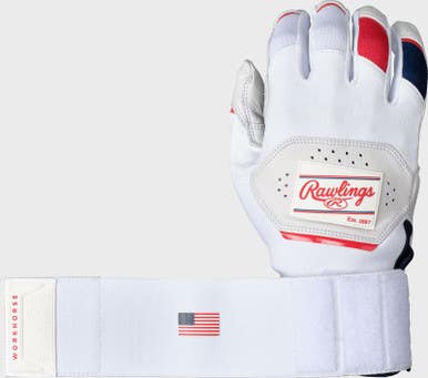 New Rawlings Workhorse Compression Strap Bb Sb Batting Gloves White Red Navy Md 11860-rawr00704212