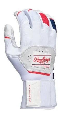 New Rawlings Workhorse Compression Strap Bb Sb Batting Gloves White Red Navy Lg 11860-rawr00704211