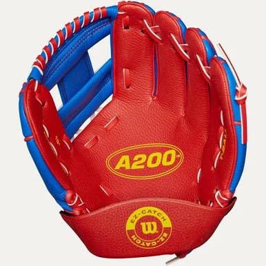 New Wilson A200 Ez Catch Bb Sb Glove Lh Throw Blue Red 10" 11860-wilwbw10135610