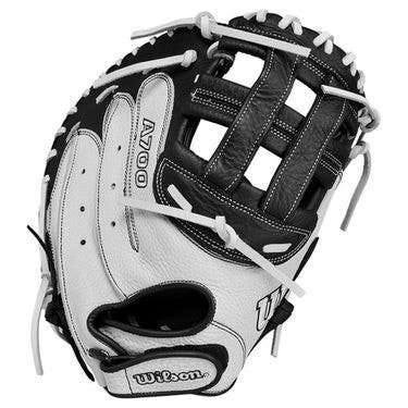 New A700 Fastpitch Glove 33in Bk Wh Rht 11860-pcm33bkwh33r