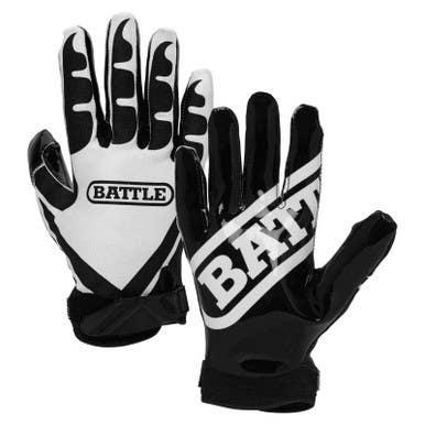 New Battle Ultra Stick Football Gloves Bk Wh Adult Xl 11860-bat9300axl